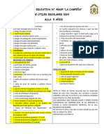 Lista de Útiles Escolares 5 Años 2024