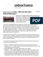 Behavioral Safety - Why Do We Have Safety Meetings - Safety Toolbox Talks Meeting Topics