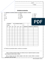 Atividade de Matematica Numeros Decimais e Porcentagem 5º Ano