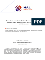 Actes de La JOURNEE de Recherche Sur Les Stratégies Et La Gouvernance de L'entreprise Bancaire Africaine