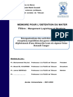 Memoire Pour L'Obtention Du Mater Filière:: Mangement Logistique Et Stratégie