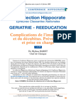 Complications de L'immobilité Et Du Décubitus. Prévention Et Prise en Charge