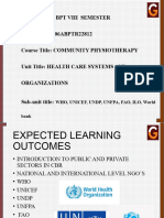 Program Title: BPT VIII SEMESTER Course Code: 06ABPTR22812 Course Title: Community Physiotherapy Unit Title: Health Care Systems and Organizations