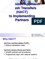 Harmonized Approach To Cash Transfers (HACT) To Implementing Partners