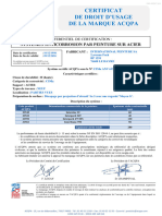 Certificat de Droit D'Usage de La Marque Acqpa: Systemes Anticorrosion Par Peinture Sur Acier