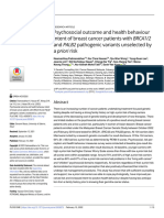 Psychosocial Outcome and Health Behaviour Intent of Breast Cancer Patients With BRCA1or 2 and PALB2 Pathogenic Variants Unselected by A Priori Risk