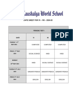 Datesheet & Syllabus Class VIII PT I