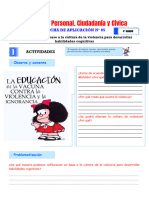 Sesión 5 - Reflexionamos en Base A La Cultura de La Violencia para Desarrollar Habilidades Cognitivas - DPCC 4to