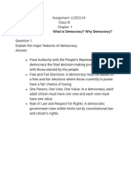 0 Assignment - 2,2023-24 Class IX Chapter - 1 What Is Democracy? Why Democracy?