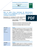 Mise Au Point D'une Technique de Détermination Urinaire de La Prégabaline Par CG SM Et Étude de La Cinétique D'élimination.