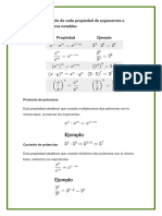 Detallar Un Ejemplo de Cada Propiedad de Exponentes e Investigar Productos Notables