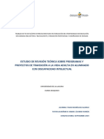 Estudio de Revision Teorica Sobre Programas y Proyectos de Transicion A La Vida Adulta en Alumnado Con Discapacidad Intelectual.