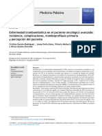 Enfermedad Tromboembolica en El Paciente Oncologico Avanzado Incidencia, Complicaciones, Tromboprofilaxis Primaria y Percepcion Del Paciente