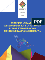 Compendio Normativo Sobre Los Derechos y La Autonomia de Los Pueblos Indigenas Originarios Campesinos en Bolivia