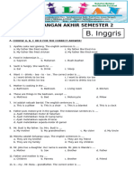 Soal UAS B Inggris Kelas 3 SD Semester 2 Dan Kunci Jawaban