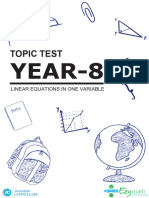 Year 8 Maths Test - Linear Equations in One Variable - Questions