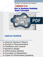 Lecture 1.a: Introduction To Systems Analysis. Basic Concepts