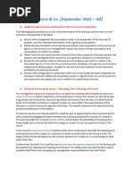 Sycamore & Co. (September 2022 - Q3) : A. Audit Procedures To Be Performed On The Forecasts & Projections