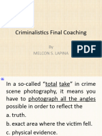 Criminalistics Final Coaching: by Melcon S. Lapina