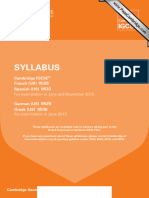 Syllabus: Cambridge IGCSE French (US) Spanish (US)