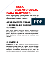 Aquecimento e Desaquecimento Vocal