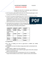 Admission of A Partner Worksheet