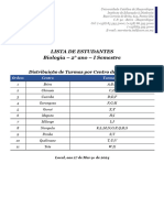 Lista de Estudantes 2024 - Biologia - 2° Ano - I Semestre