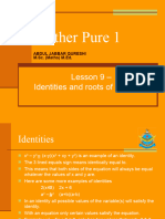 Fp1 Identities and Roots of Equations Lesson 9