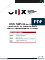 Tarea 3 MISIÓN CUMPLIDA Análisis Del Cumplimiento Del Enfoque y Diseño Mixto en Una Investigación Concluida