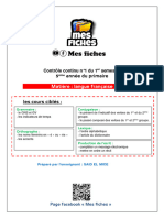 Contrôle 1 Du 1er Semestre en Langue Française - 5ème Année