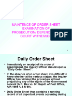 MAINTENANCE OF Order Sheet, PROSECUTION WITNESS, COURT WITNESS DEFENCE WITNESS EXAMINATION 