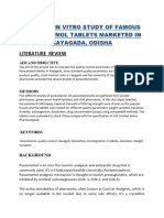 In Vitro Evaluation of Paracetamol Tablets Marketed in Rayagada