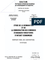 Etude de La Germination Et de La Conservation Des Semences D'Essences Forestieres D'Interet Economique