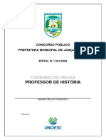 Unoesc 2023 Prefeitura de Joacaba SC Professor de Historia Prova