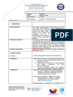 Distinguishing General and Specific Statements (EN8RC-IVf-10.2)