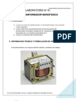 Laboratorio de Transformador Monofasico