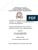 El Sistema de Evaluación Que Practican Los y Las Docentes y Su Incidencia en Los Resultados de La Evaluación de Competencias