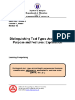 Eng5 - q3 - Week1 - Mod1a - Distinguishing Text Types According Purpose and Features RXPLANATION EN5RC IIc 3.2.1 Jean Clarino