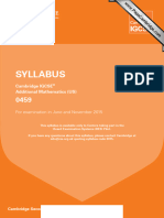 Syllabus: Cambridge IGCSE Additional Mathematics (US)