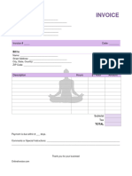 Yoga Teacher Invoice Template