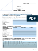 Certificate of Appointment of Estate Trustee: Superior Court of Justice