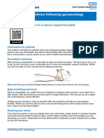 Physiotherapy Advice Following Gynaecology Surgery: Please Scan The QR Code For A Video To Support This Leaflet