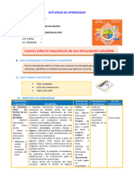 D1 A1 SESION COM. Leemos Sobre La Importancia de Una Alimentación Saludable