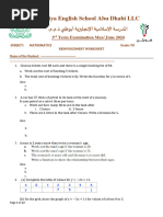 Grade 7 - Reinforcement Worksheet For 3rd Term Exam, 2023-24