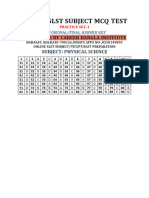 Physical Science Practice Set 1 Answer Key