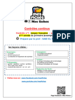 Contrôle 1 en Français (Session 2) - 6ème Année Primaire - Exemple 2