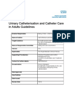 Urinary Catheterisation and Catheter Care in Adults Guidelines