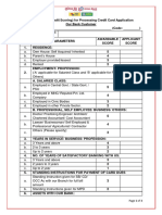 Credit Card Rating Sheet