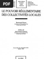 Le Pouvoir Reglementaire Des Collectivites Locales: Bertrand Faure