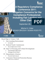 MBA Regulatory Compliance Conference 2011: Litigation Concerns For The Compliance Professional, Including Fair Lending and Other Claims